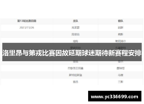 洛里昂与第戎比赛因故延期球迷期待新赛程安排